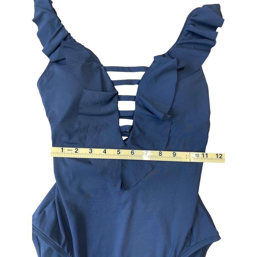 Bleu Rod Beattie Ruffle Strap One Piece Black Swimsuit w/ Strappy Back - Size 4 - Picture 7 of 11
